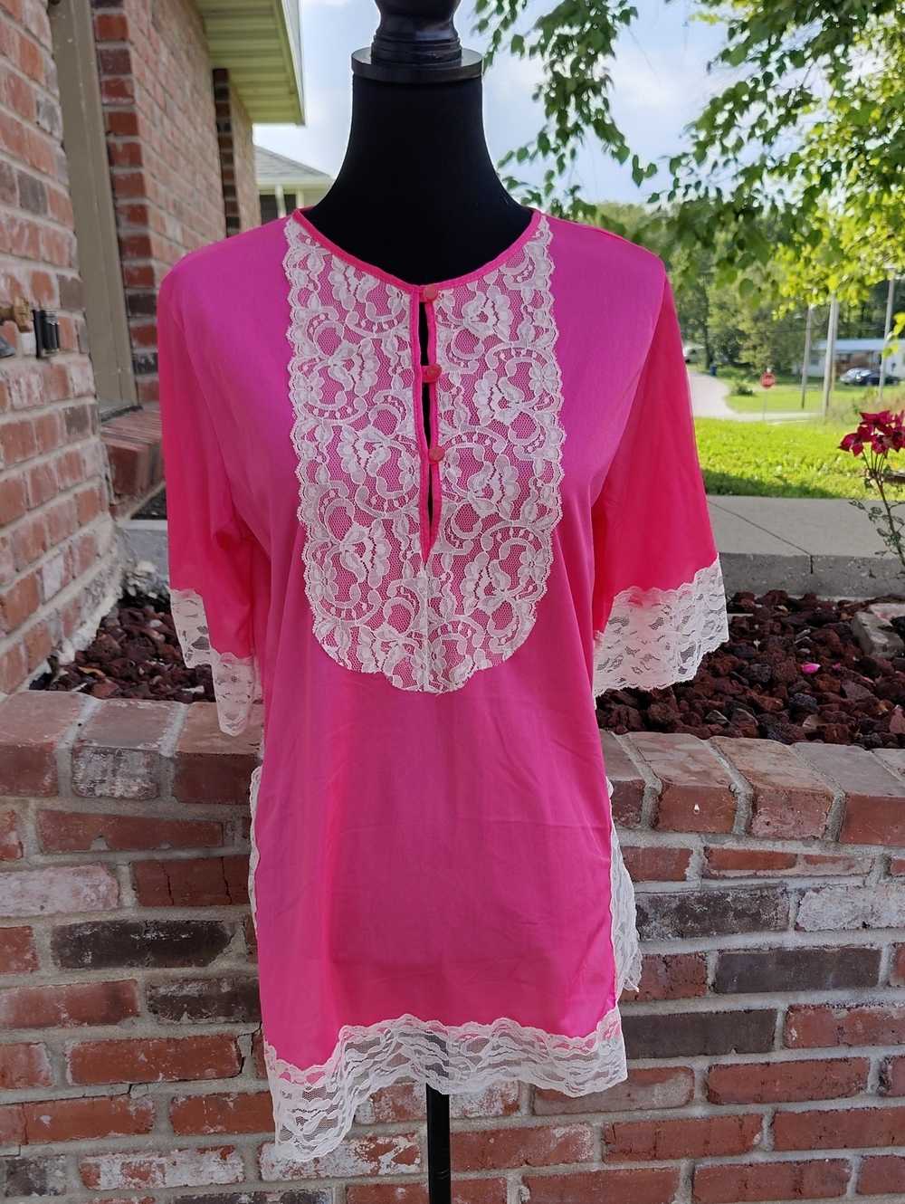 Vintage Erica Loren New York Lacey Floral Nightgown Dress Size M 80s Romantic